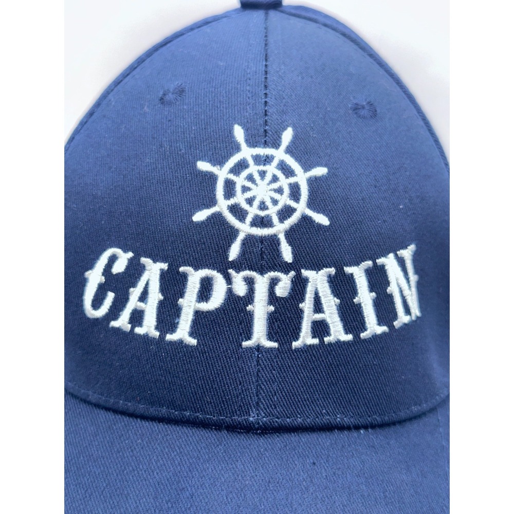 Captain Ships Wheel Logo‎ Hat Adjustable Blue Nautical Strapback Cap - Picture 2 of 4